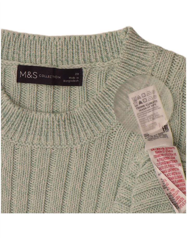 MARKS & SPENCER Damski sweter z okrągłym dekoltem UK 20 2XL Zielony, bawełniany