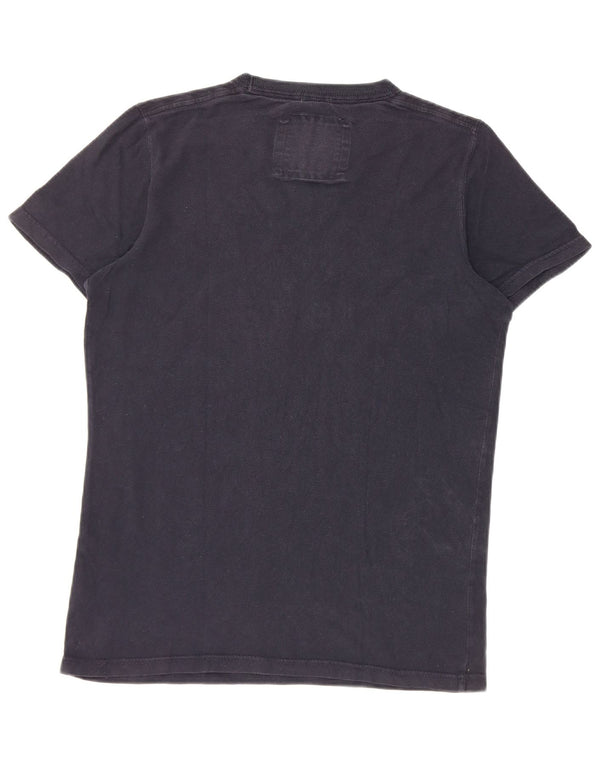 Męski T-shirt z grafiką Abercrombie & Fitch, średni, granatowy, bawełniany