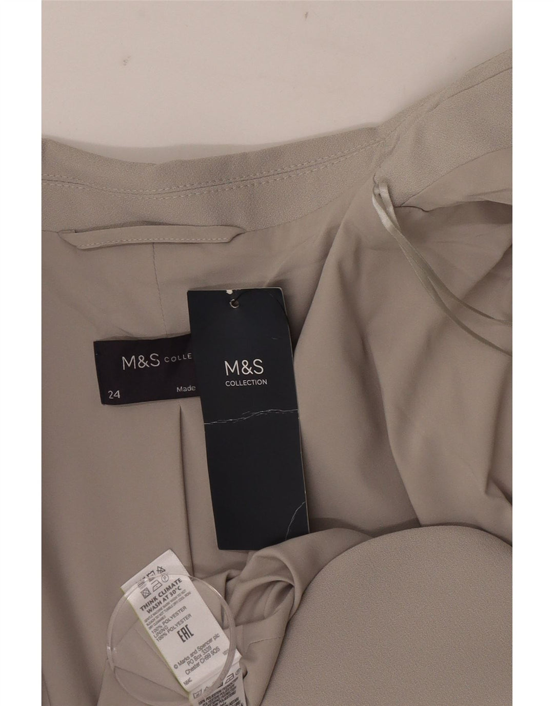 Marks & Spencer Damska marynarka z otwartym rękawem 3/4, UK 24 4XL, szara