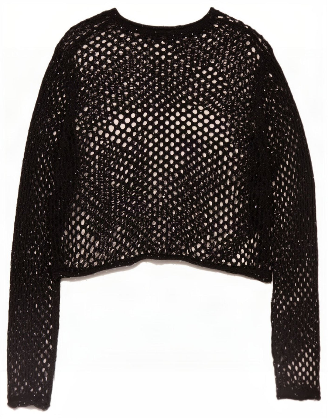 Damski, oversize'owy, szydełkowy top z długim rękawem Zara UK 10 Small Black