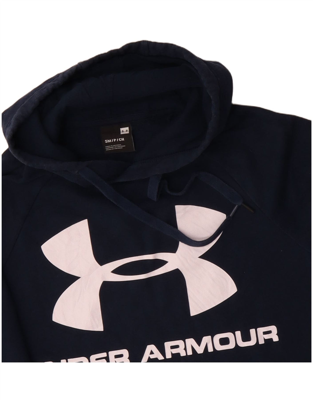 Męski sweter z kapturem i grafiką UNDER ARMOUR, mały, granatowy, bawełniany
