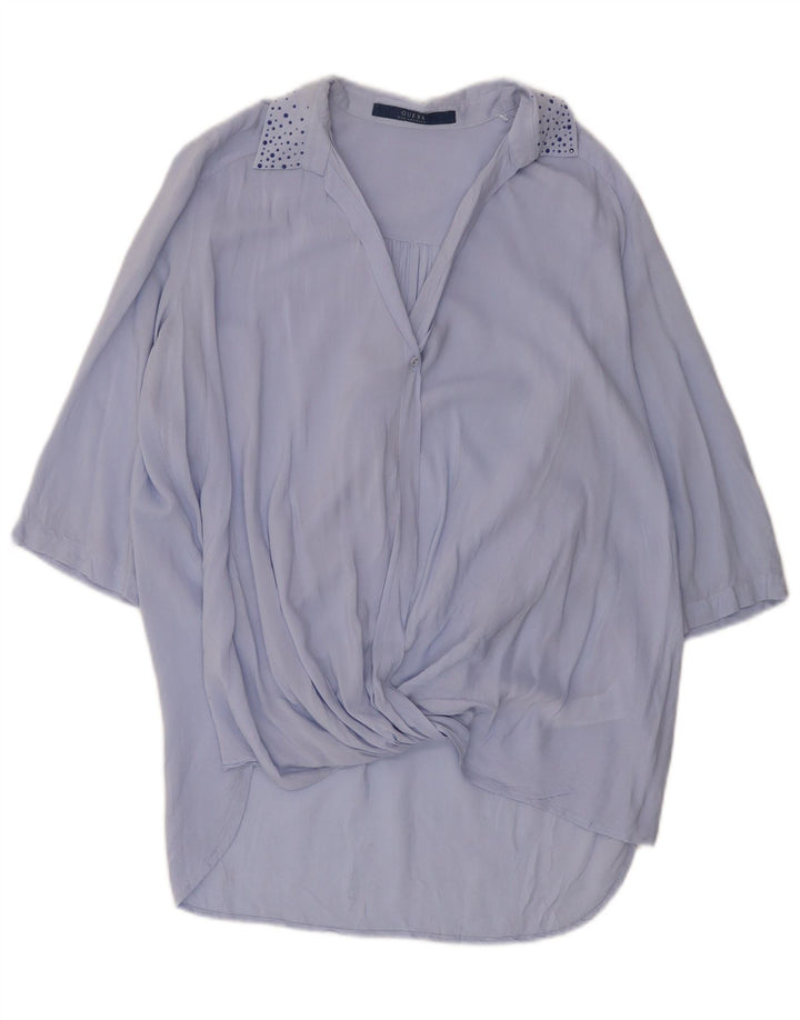 Damska tunika oversize z rękawem 3/4 Guess, UK 10, mały, niebieski, cętkowany sztuczny jedwab