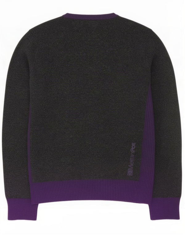 Meltin' Pot Womens Crew Neck Jumper Sweater UK 14 Medium Grey Colourblock
