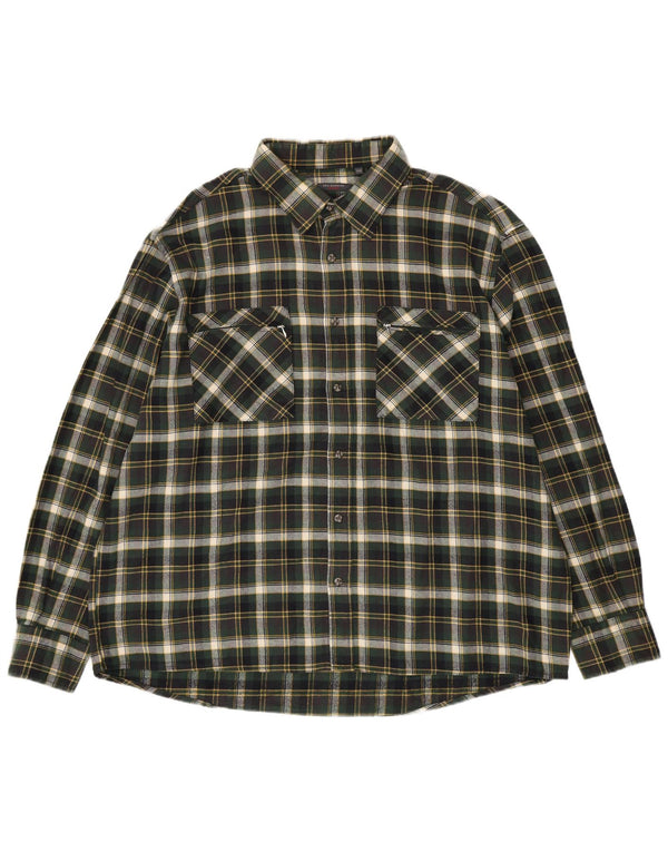 Męska koszula flanelowa w kratę SEA BARRIER 2XL, bawełniana w zieloną kratę