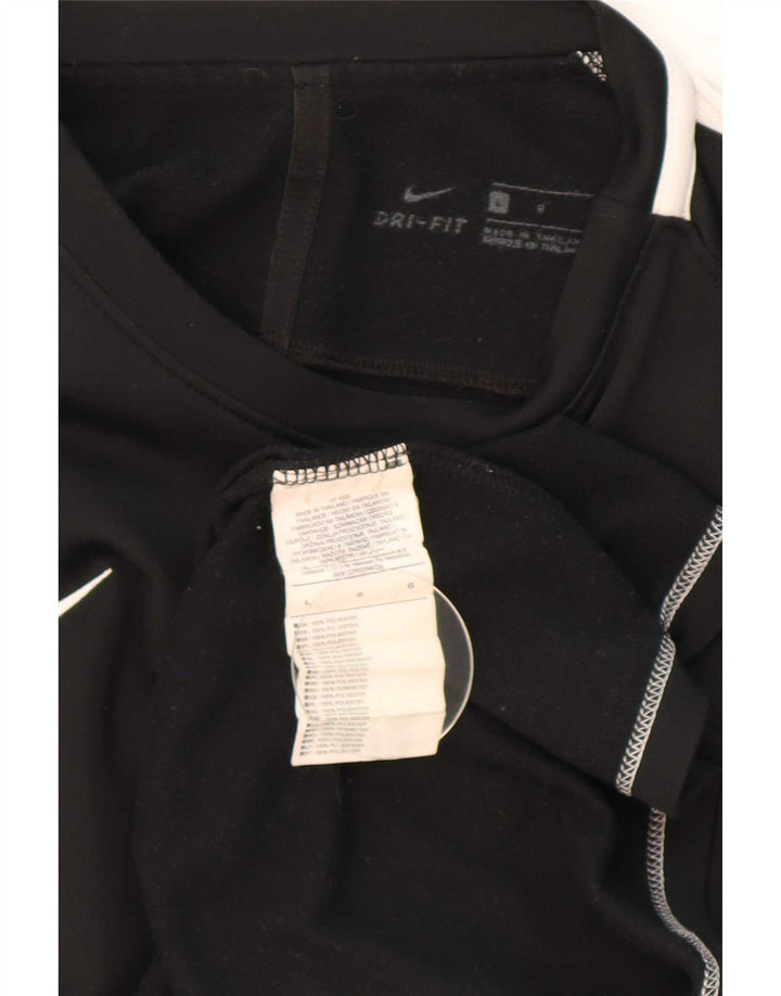 Męska koszulka Nike Dri Fit z długim rękawem, duża, czarna, poliestrowa z blokami kolorów
