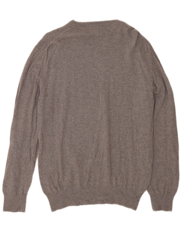 MC2 SAINT BARTH Męski sweter z graficznym wycięciem pod szyją 2XL Szara wełna merynosów