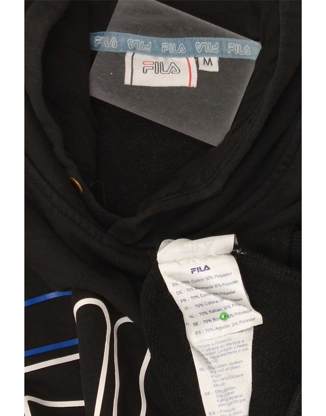 Męski sweter z kapturem Fila, średniej wielkości, czarny, bawełniany