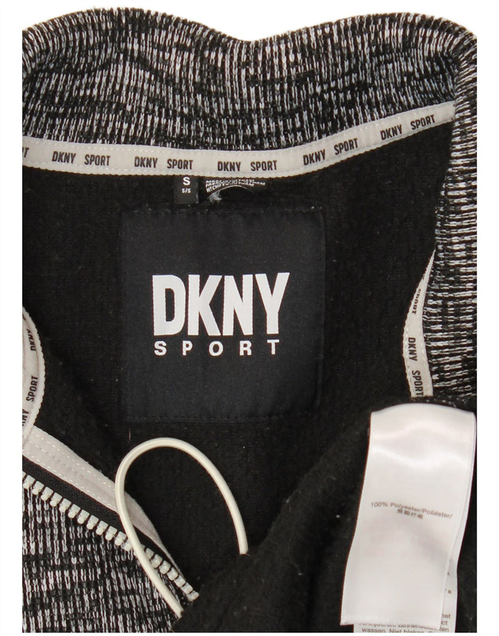 DKNY Womens Oversized Zip Neck Sweatshirt Jumper UK 10 Small Grey Flecked