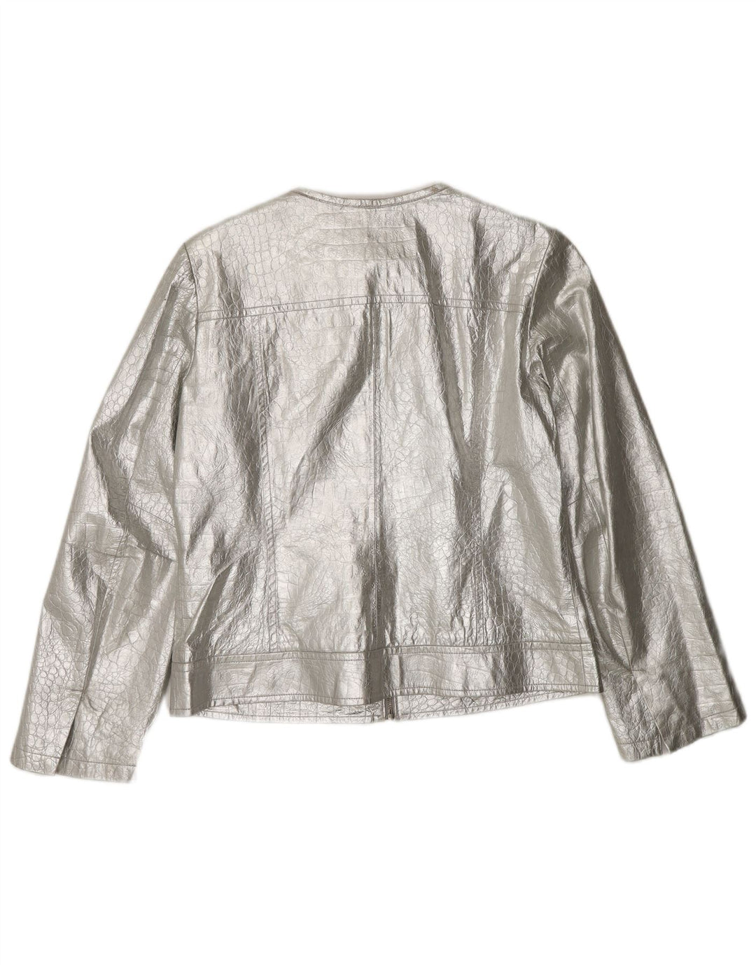 Damska kurtka skórzana CORTEFIEL UK 12, średnia srebrna skóra