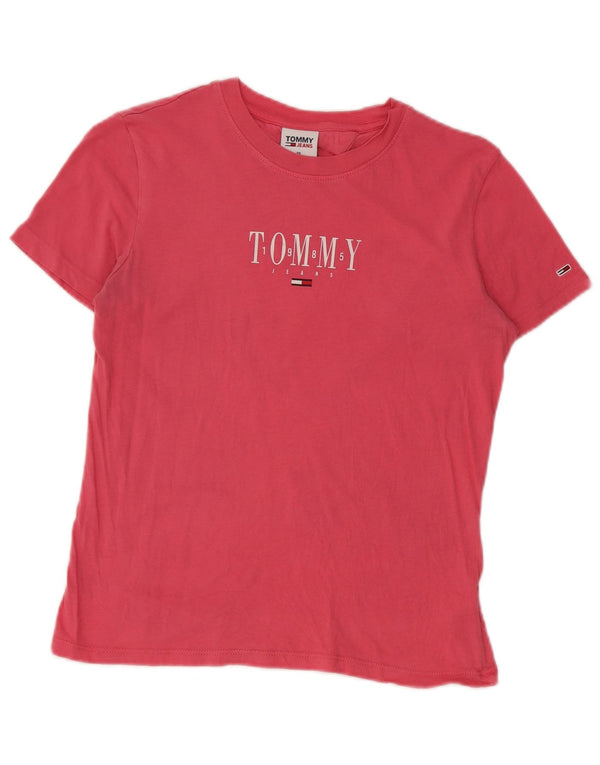 Damska koszulka z grafiką Tommy Hilfiger Top UK 6 XS Różowa bawełna