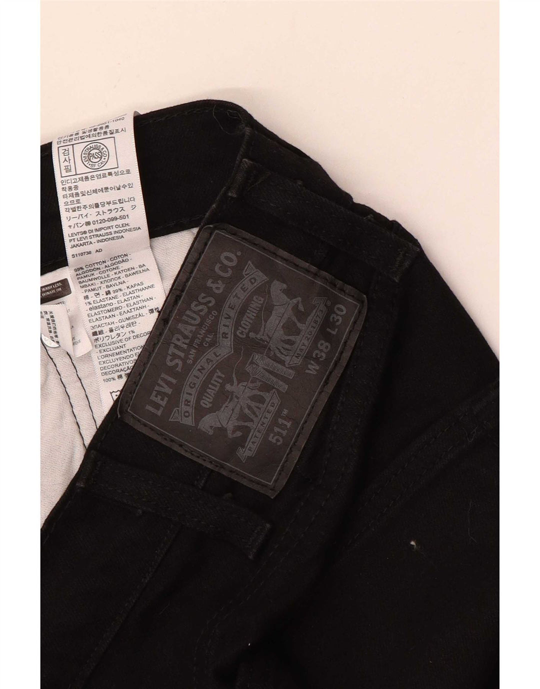 Męskie jeansy Levi's 511 Slim W38 L30 Czarna bawełna