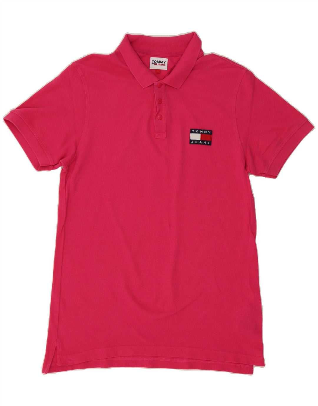 TOMMY HILFIGER Mens Polo Shirt Large Pink Cotton Vintage Tommy Hilfiger and Second-Hand Tommy Hilfiger from Messina Hembry 