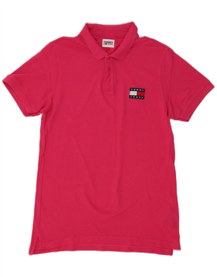 TOMMY HILFIGER Mens Polo Shirt Large Pink Cotton Vintage Tommy Hilfiger and Second-Hand Tommy Hilfiger from Messina Hembry 