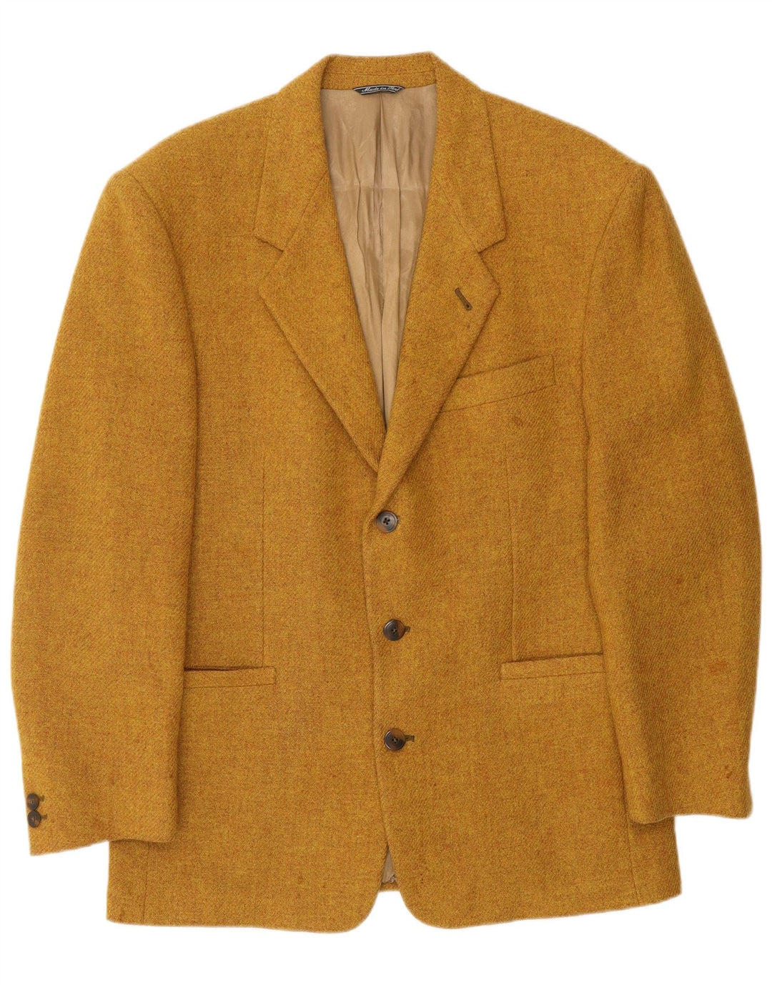 Męska marynarka zapinana na 3 guziki w stylu vintage, UK 40, duża, brązowa, dziewicza wełna