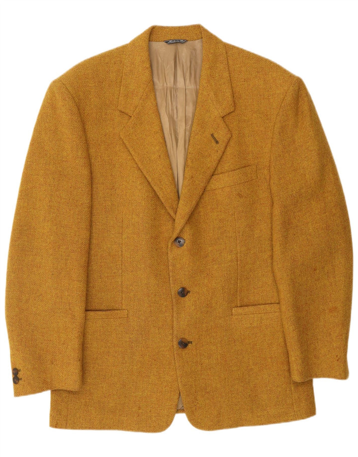 Męska marynarka zapinana na 3 guziki w stylu vintage, UK 40, duża, brązowa, dziewicza wełna