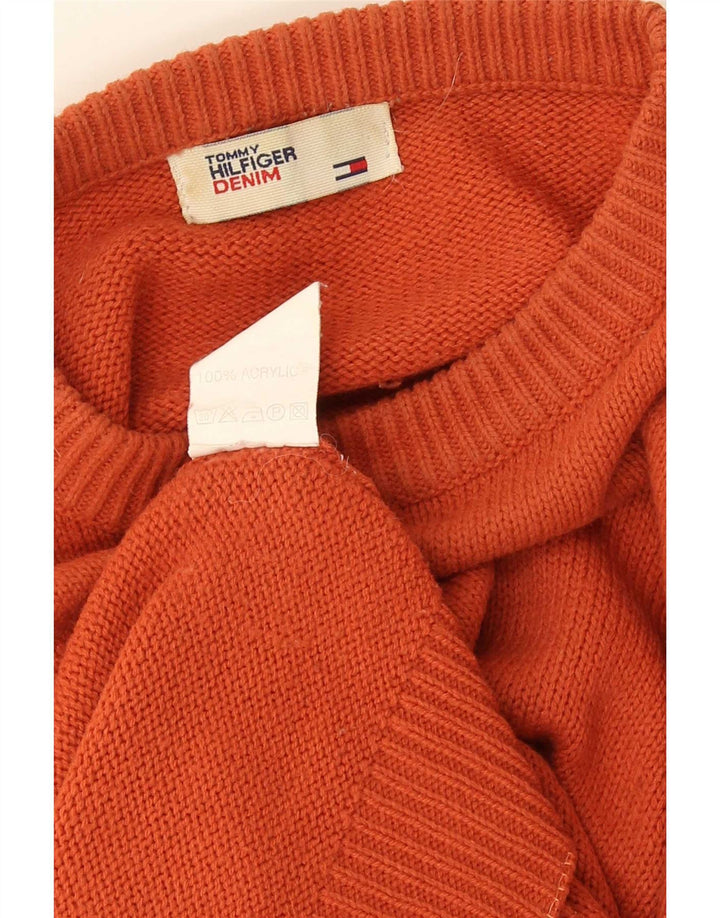 Męski sweter z wycięciem pod szyją Tommy Hilfiger, duży, pomarańczowy, akrylowy