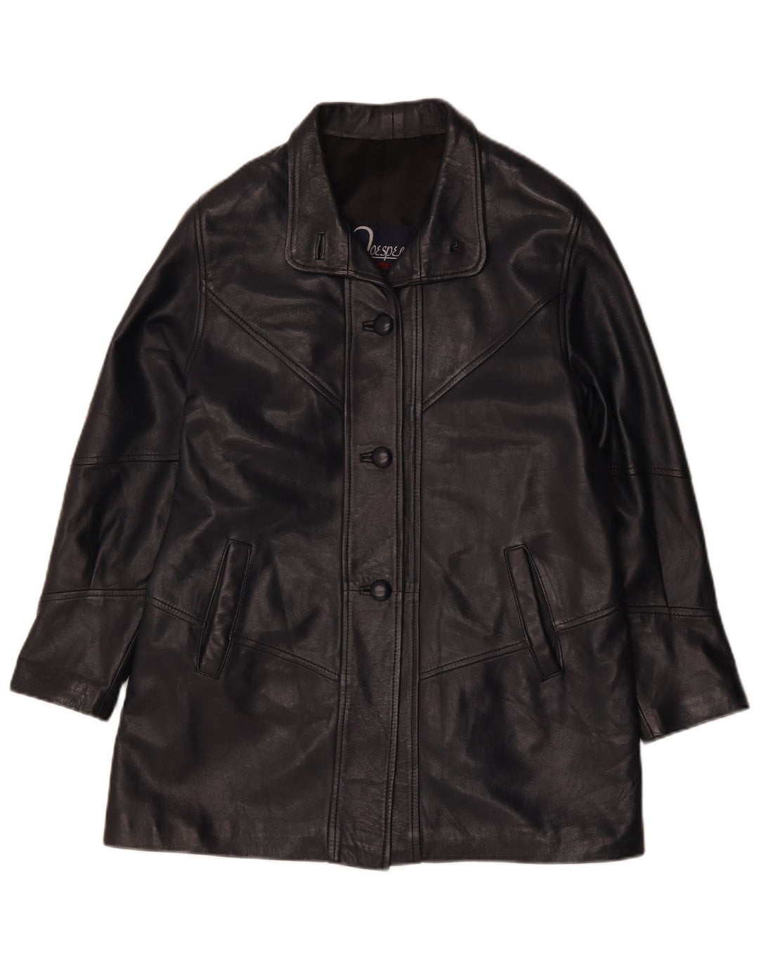 Vintage damska kurtka skórzana UK 14, średnia czarna skóra