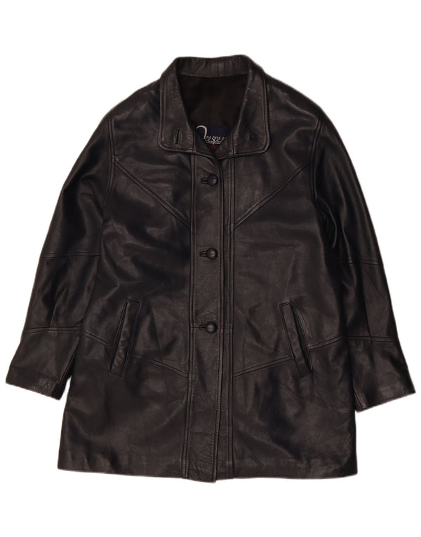 Vintage damska kurtka skórzana UK 14, średnia czarna skóra