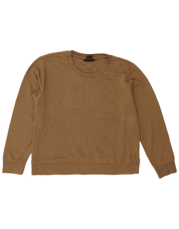 Damska bluza z grafiką Dkny, UK 14, średnia bawełna khaki