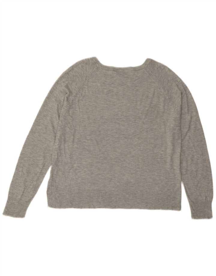 ZARA Womens Boat Neck Jumper Sweater UK 14 Medium Grey Flecked