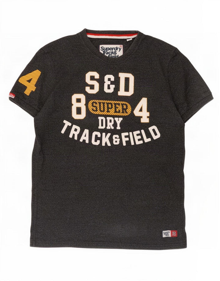 Męski T-shirt z grafiką Superdry, duży, szary, bawełniany