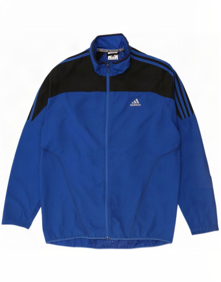 Męska kurtka dresowa Adidas, duża, niebieska, z blokami kolorów, poliester