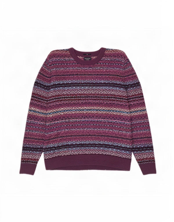 Męski sweter z okrągłym dekoltem Abercrombie & Fitch XL, fioletowy, nylon Fair Isle