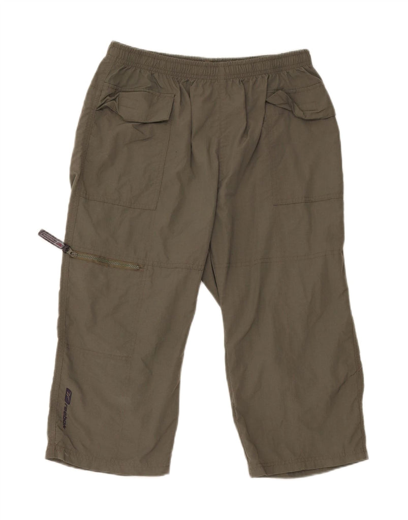 REEBOK Mens Capri Trousers Medium W32 L17 Khaki Nylon Vintage Reebok and Second-Hand Reebok from Messina Hembry 
