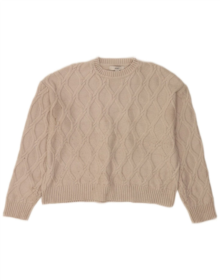 Marks & Spencer Damski sweter z okrągłym dekoltem, UK 14, średni beż