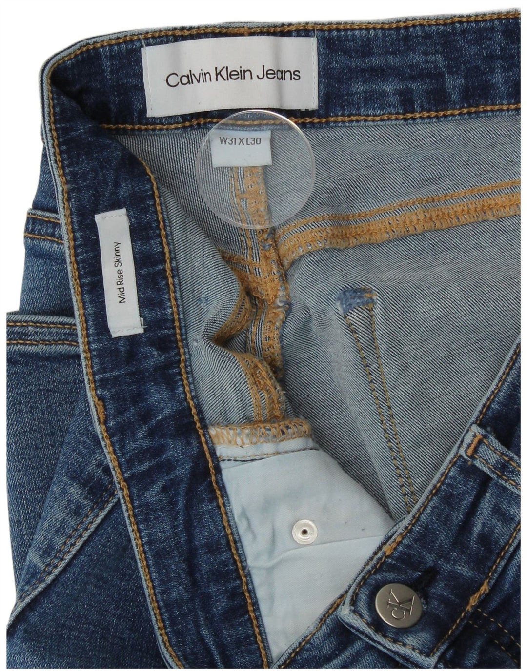 Damskie jeansy Calvin Klein Mid Rise Skinny W31 L26 Niebieskie