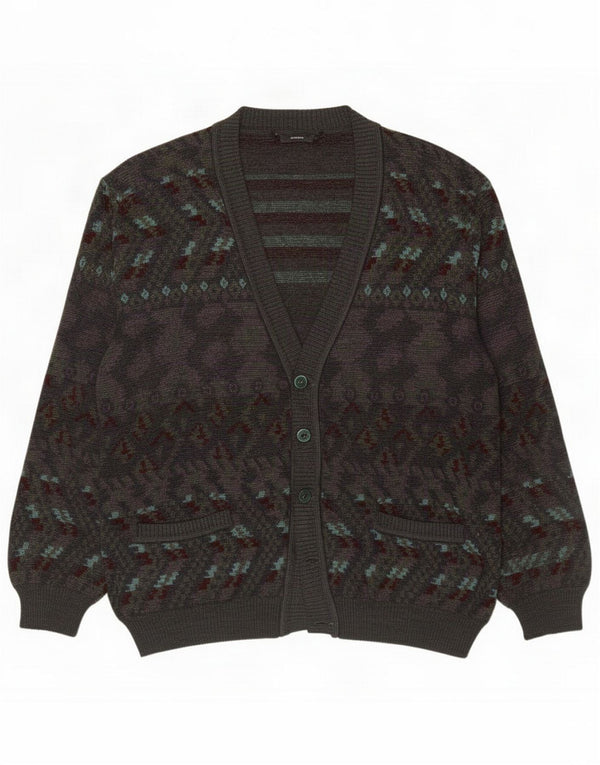 Vintage męski sweter kardigan, duży szary
