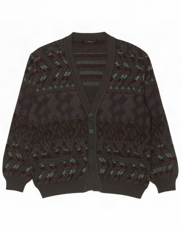 Vintage męski sweter kardigan, duży szary