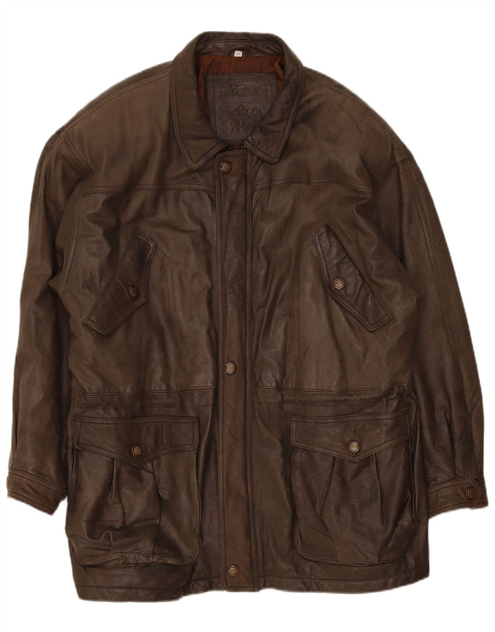 Męski płaszcz skórzany Mc Percy UK 56 3XL Khaki