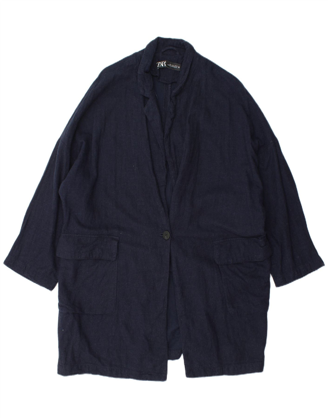 Damski płaszcz oversize ZARA UK 16, duży, granatowy, wiskoza