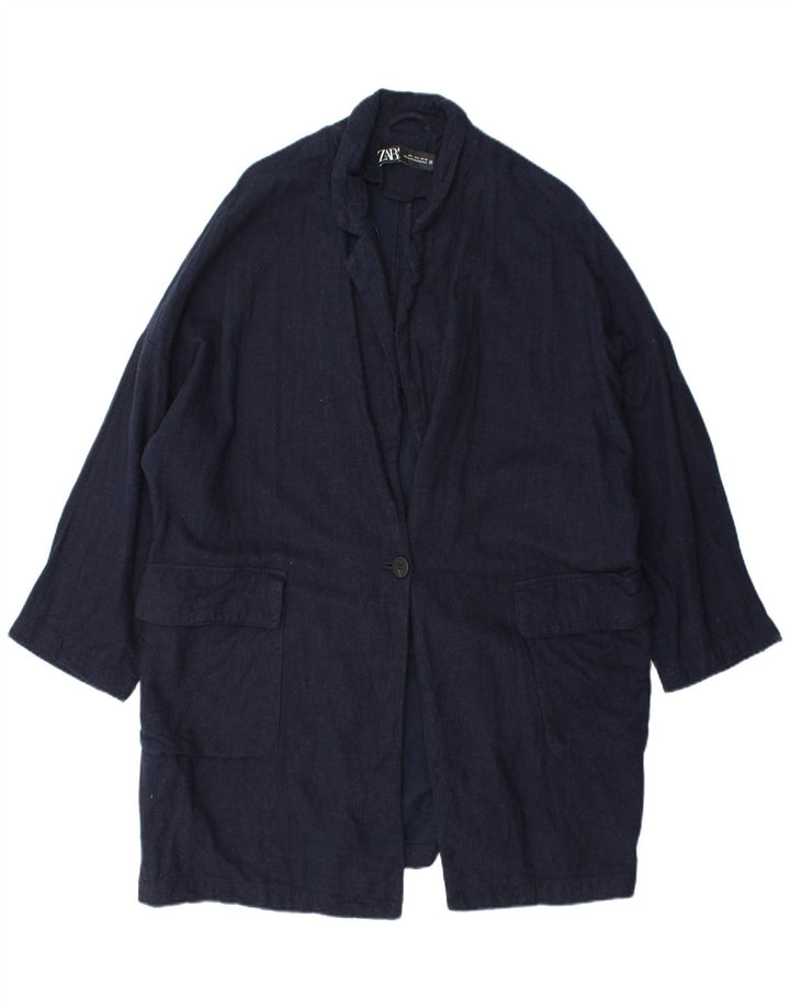 Damski płaszcz oversize ZARA UK 16, duży, granatowy, wiskoza