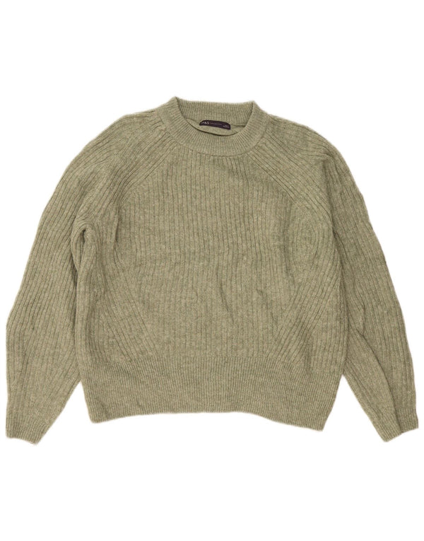 Marks & Spencer Damski sweter z okrągłym dekoltem UK 16, duży, zielony akryl
