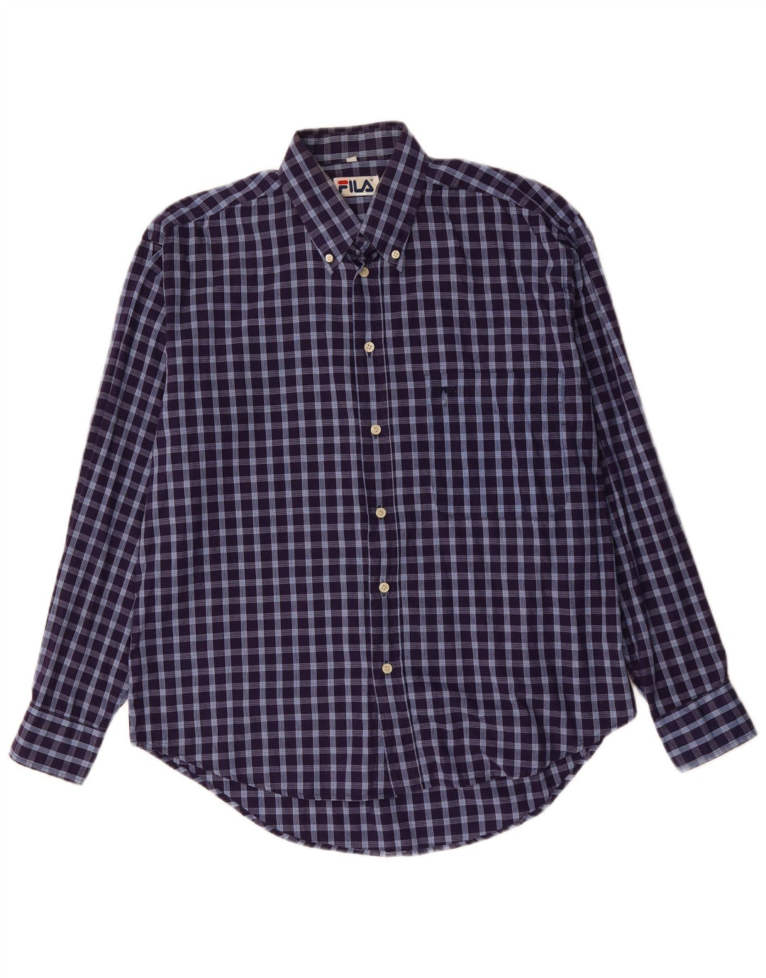 Koszula męska FILA, bawełniana, w dużą granatową kratkę