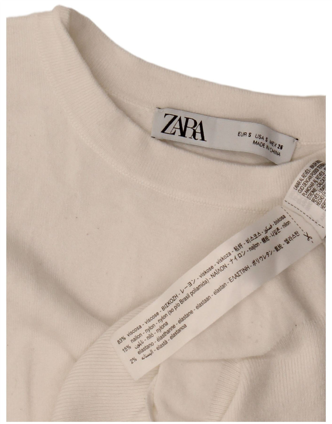 Damski sweter ZARA z dekoltem w łódkę UK 10 Small White Wiskoza