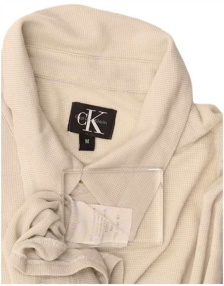 Męska koszula z krótkim rękawem Calvin Klein, średnio beżowa, bawełniana