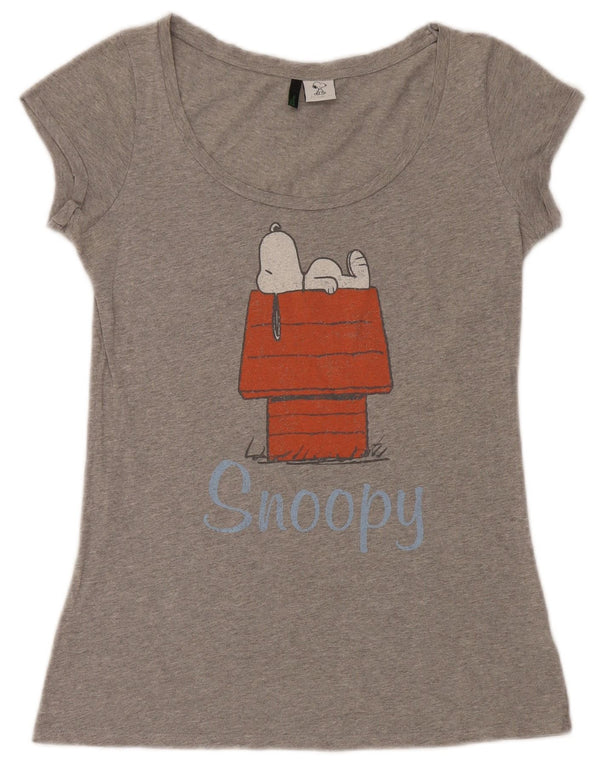 Damska koszulka Benetton Snoopy o regularnym kroju z grafiką Top UK 10 Small Grey