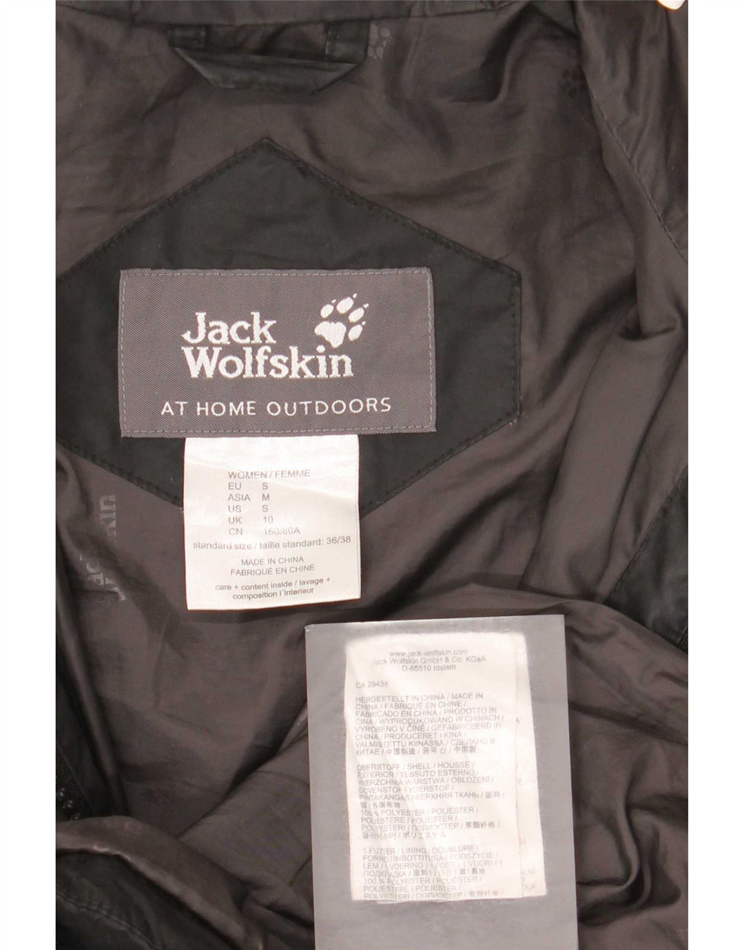 Damski ocieplany płaszcz z kapturem Jack Wolfskin UK 10, mały, czarny poliester