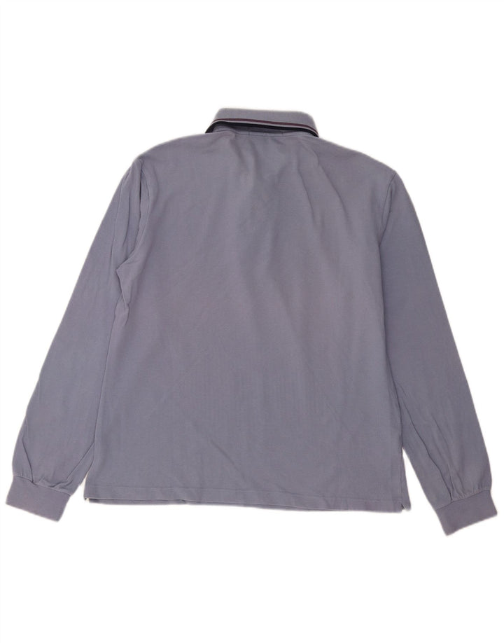 Męska koszulka polo z długim rękawem FRED PERRY, bawełniana, w kolorze średniego błękitu