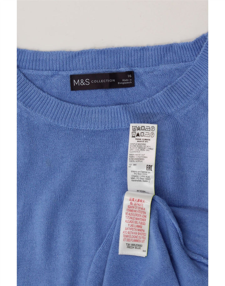 MARKS & SPENCER Damski sweter z dekoltem w łódkę UK 16, duży, niebieski akryl