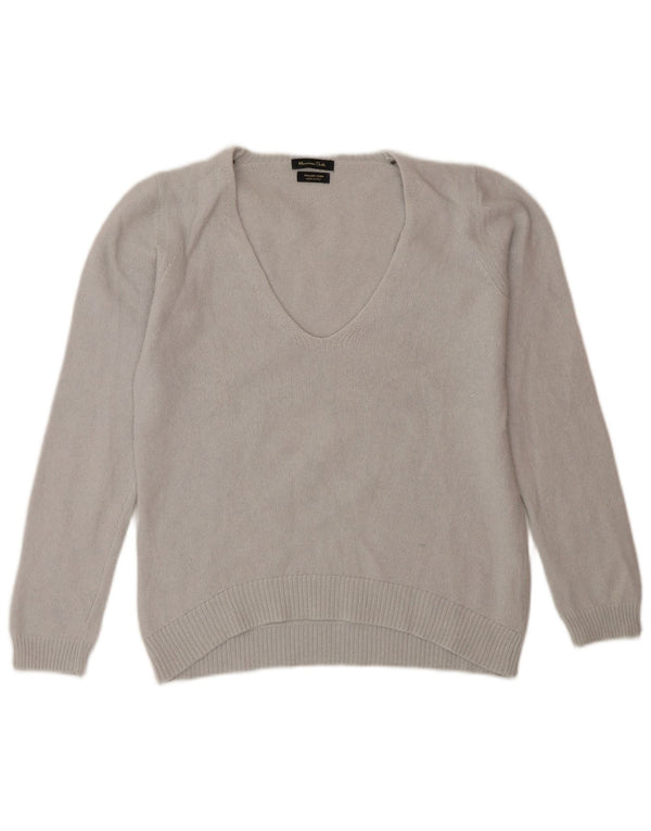 Sweter damski Massimo Dutti z dekoltem w kształcie litery V, UK 12, średni szary