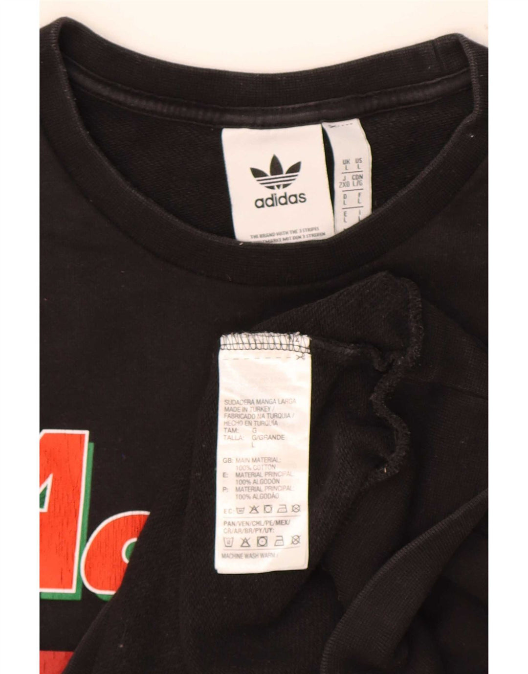 Adidas Męska bluza z grafiką, duża, czarna, bawełniana