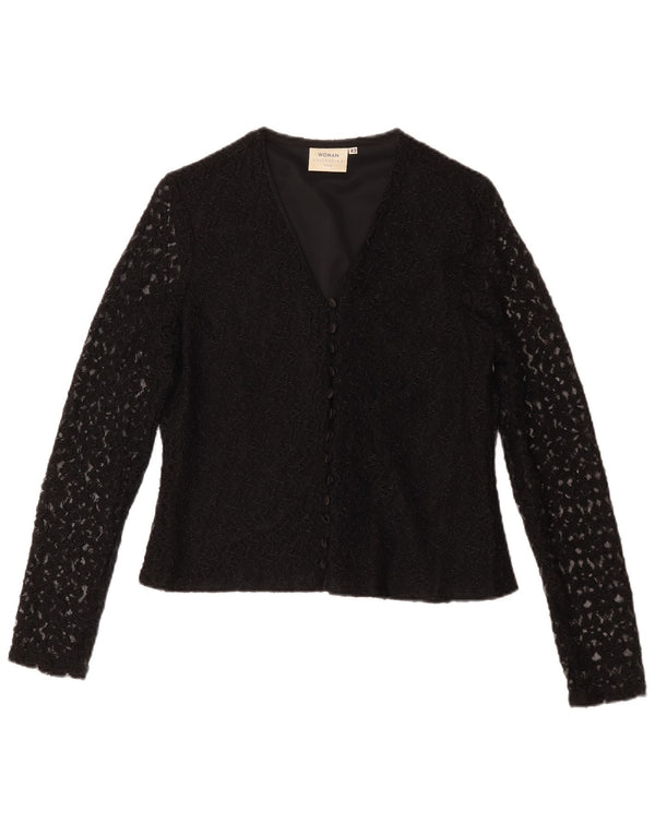 Damska bluzka koszulowa H&M IT 42 Średni czarny kwiatowy nylon