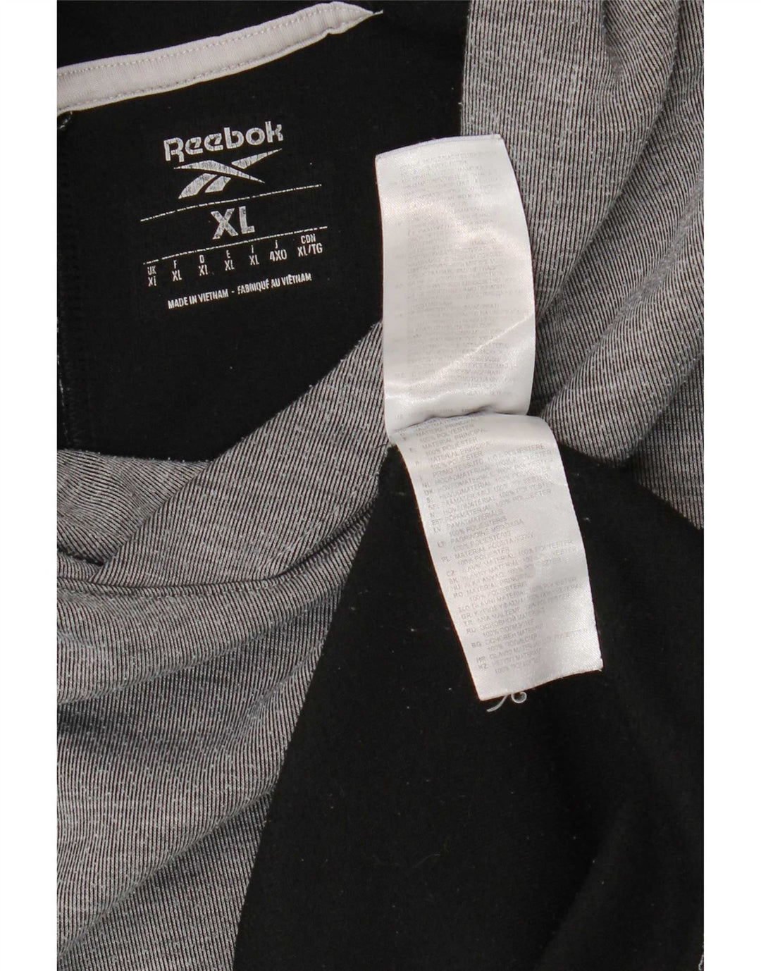 Męski sweter z kapturem Reebok XL, szary, z blokami kolorów, poliester