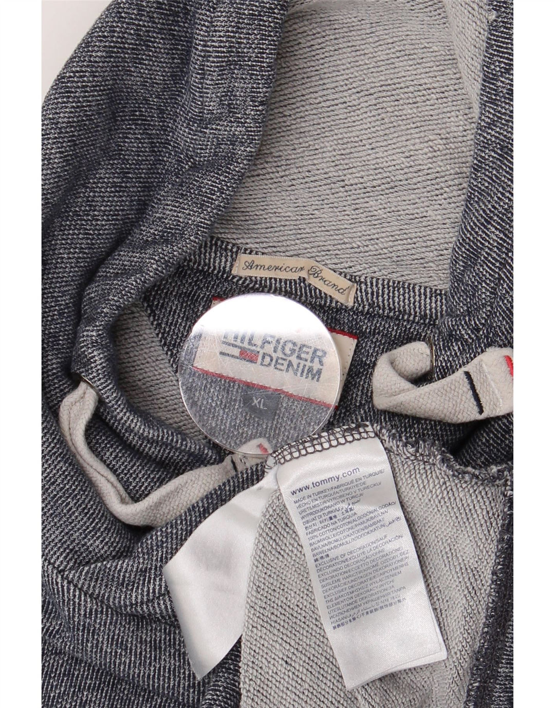 Męski sweter TOMMY HILFIGER XL, granatowy, bawełniany w bloki kolorów