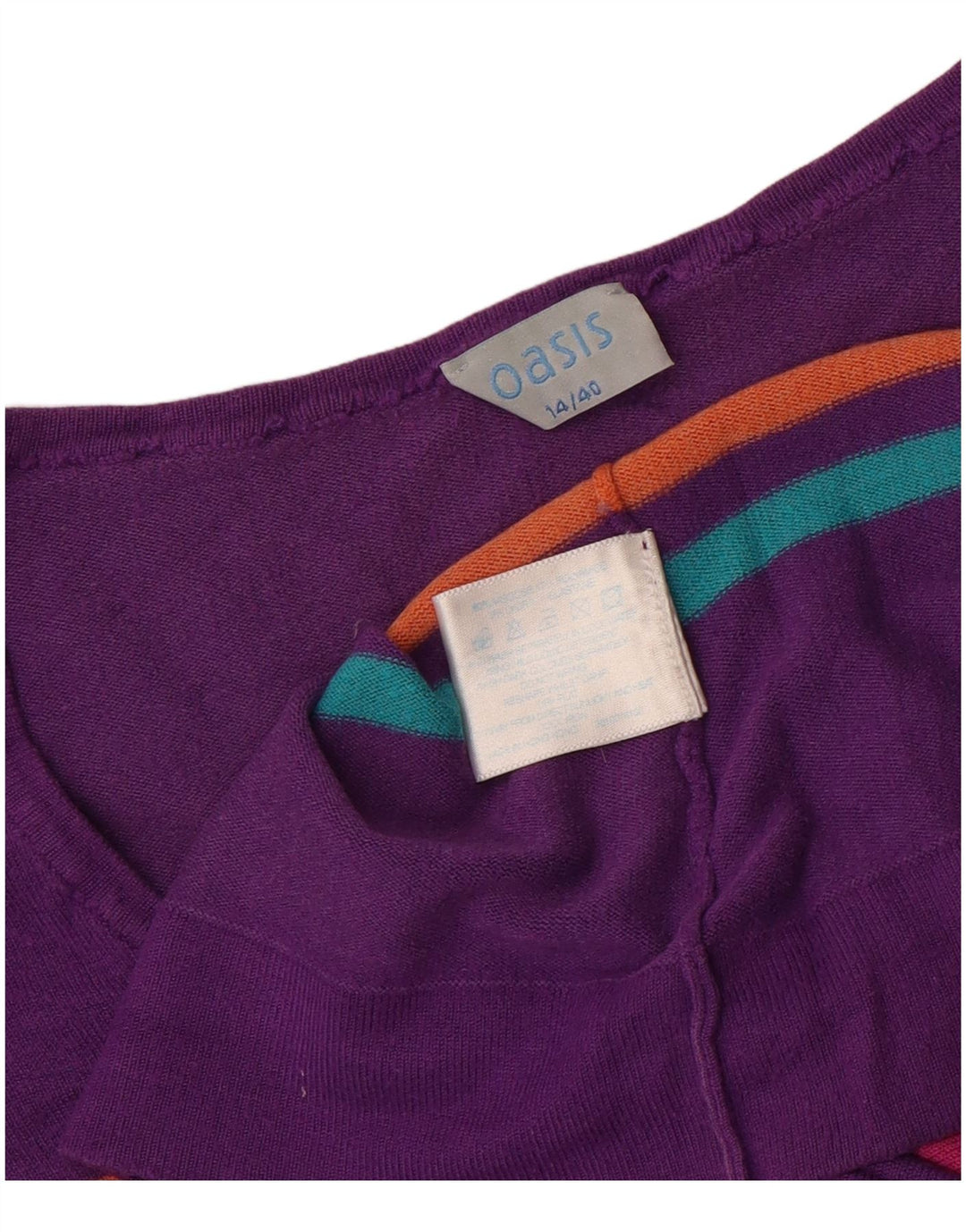 Sweter damski Oasis z dekoltem w kształcie litery V, UK 14, średni, wielokolorowy wiskoza
