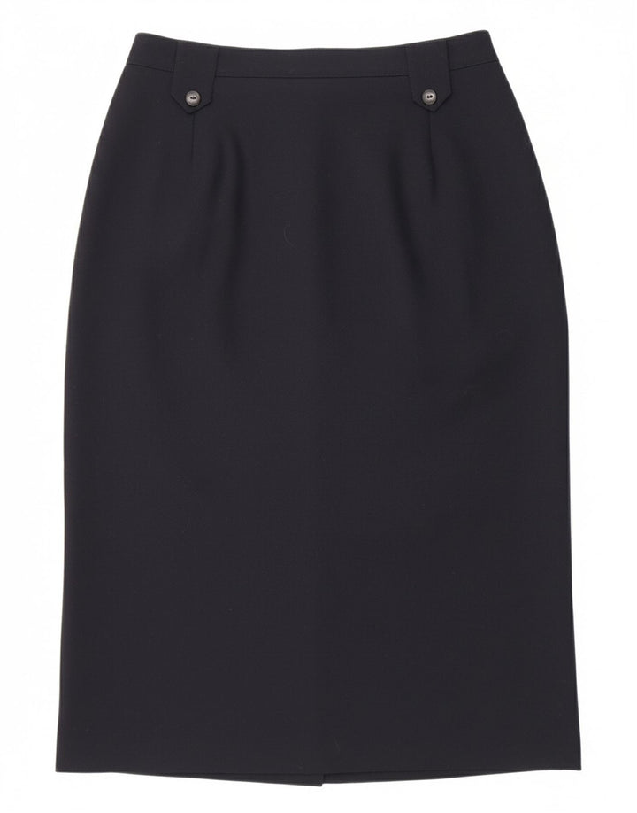 VINTAGE Womens Pencil Skirt UK 12 Medium W28  Navy Blue Polyester